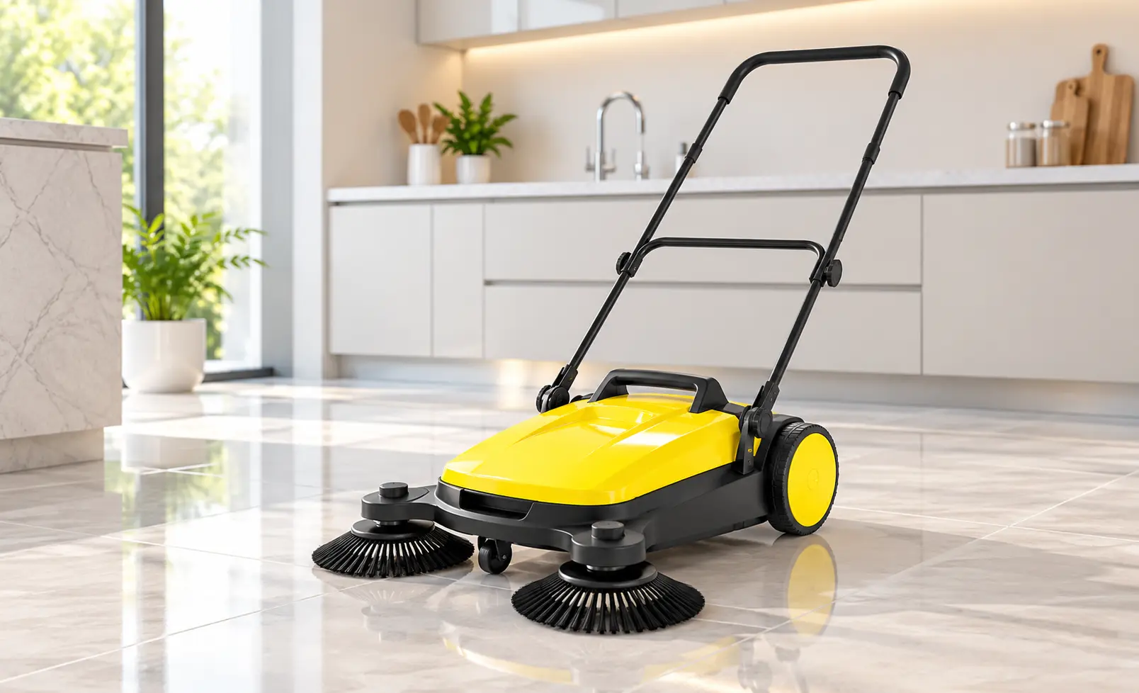 Doctor Fresh floor sweeper on a kitchen floor