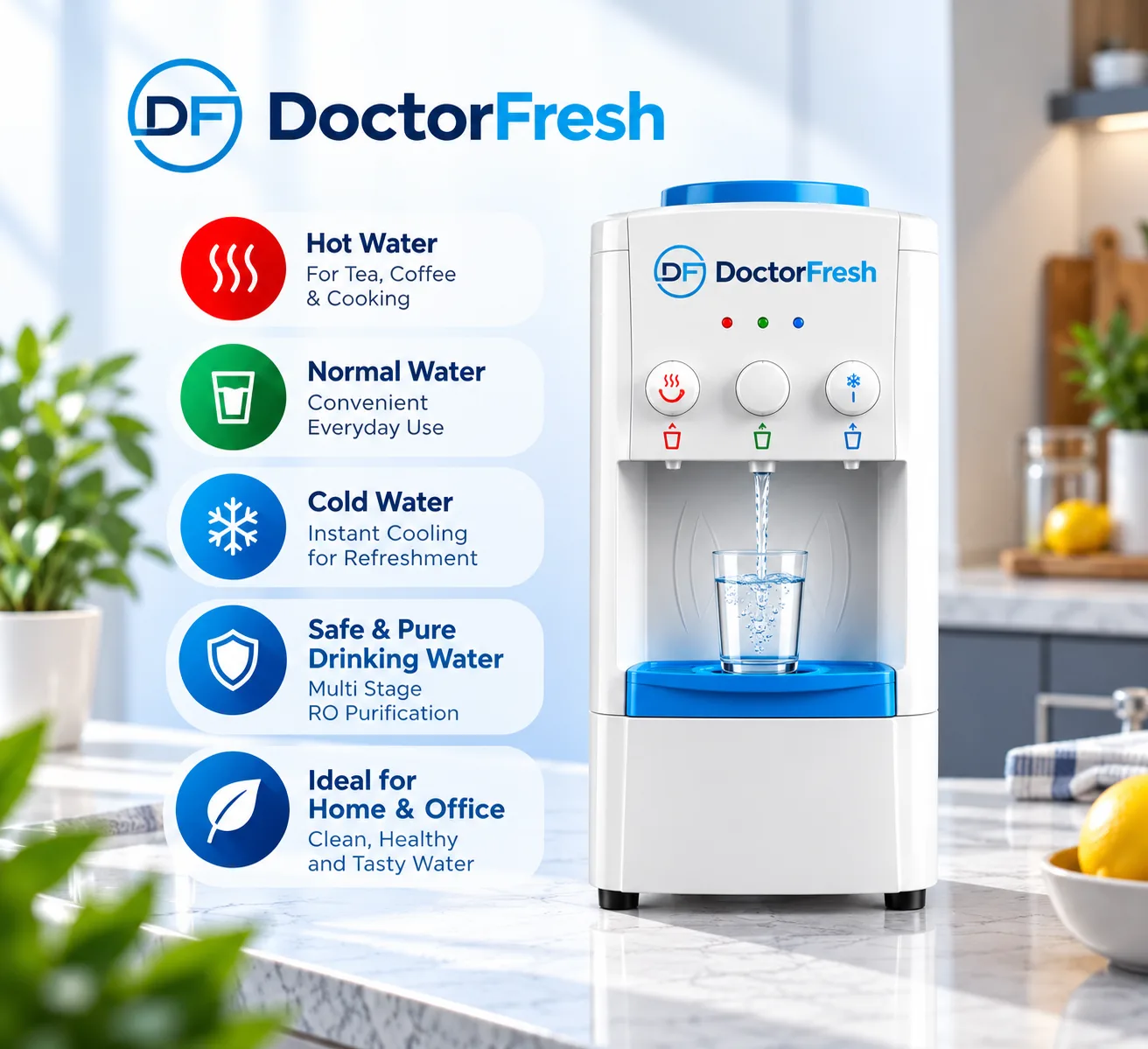 Doctor Fresh Plastic Pearl Water Dispenser — features Doctor Fresh Plastic Pearl Water Dispenser — features