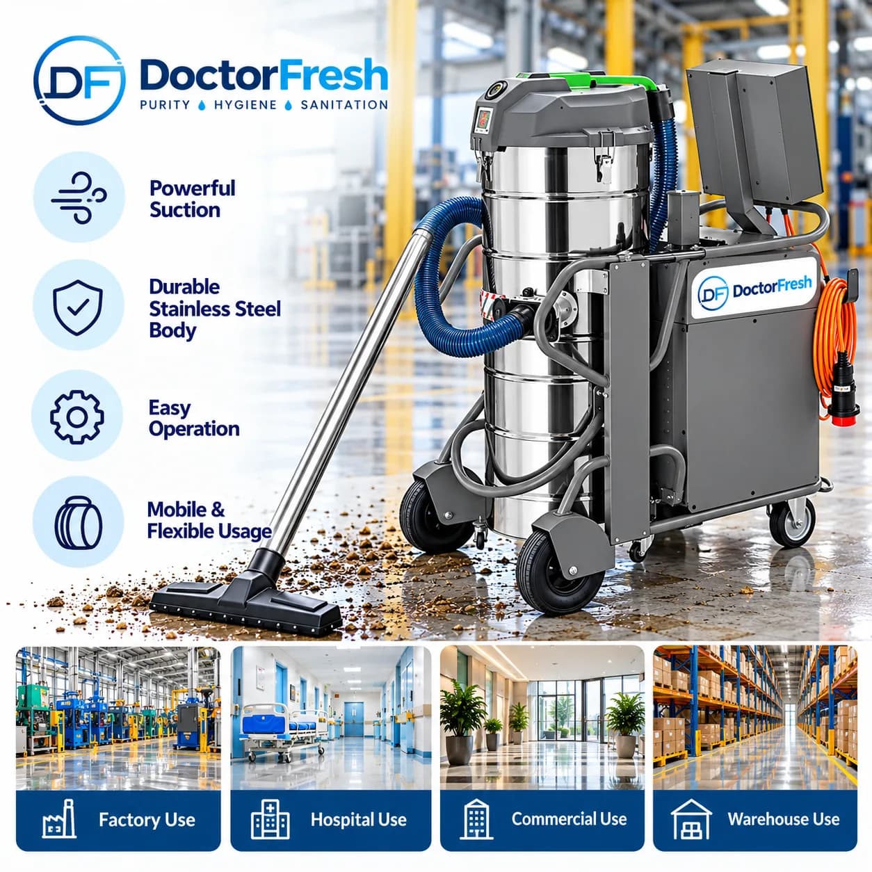 Doctor Fresh Industrial Vacuum Cleaner — features Doctor Fresh Industrial Vacuum Cleaner — features