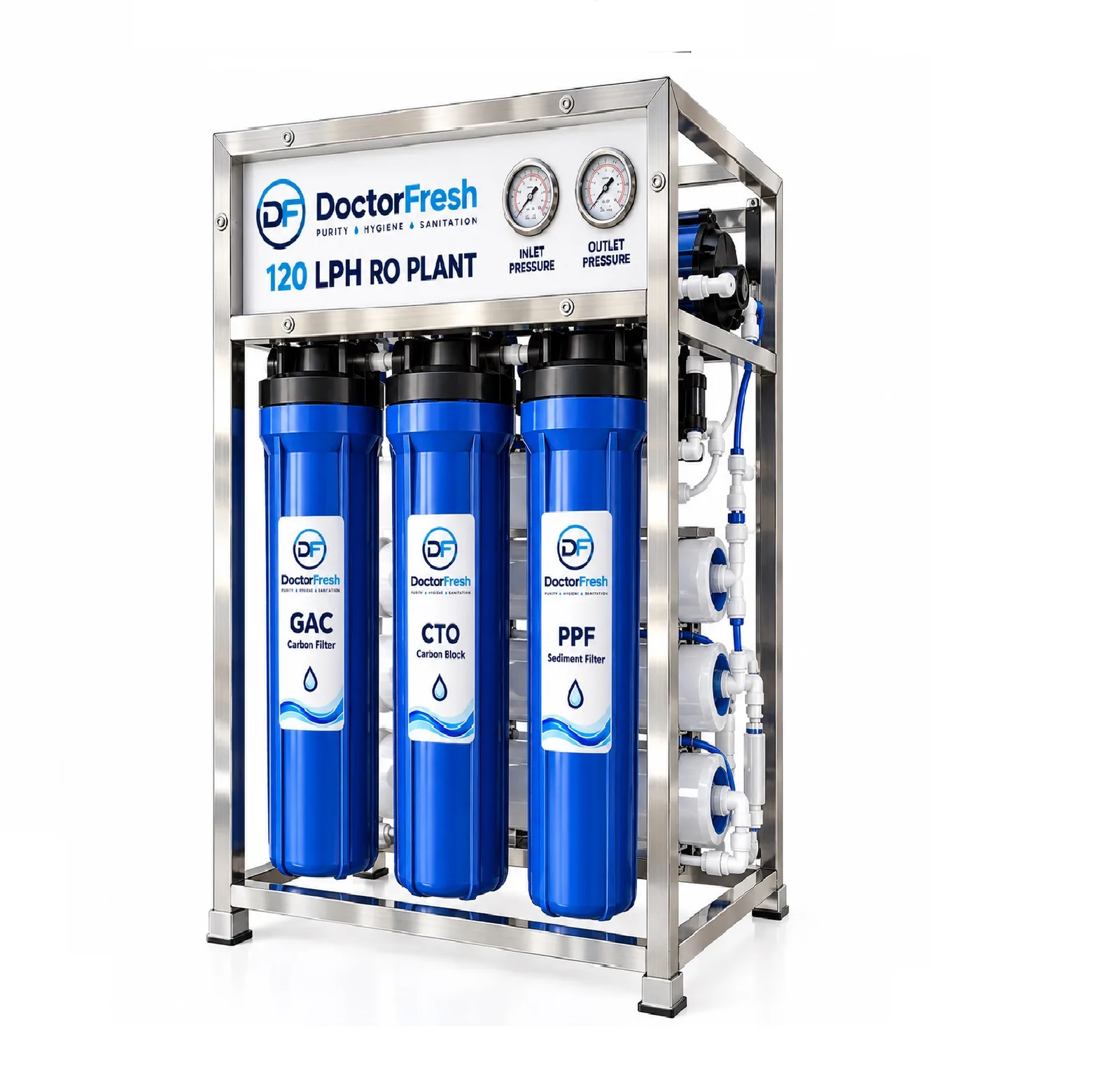 Doctor Fresh 120 LPH RO Plant - Gold (RO+UV + Single Element)