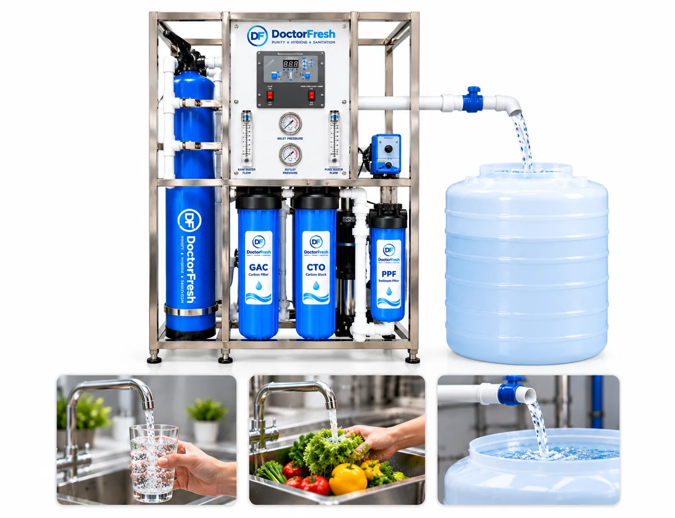 Doctor Fresh 250 LPH RO Plant - Silver (RO) — features Doctor Fresh 250 LPH RO Plant - Silver (RO) — features