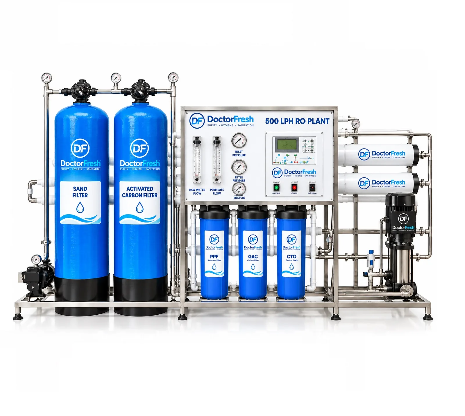 Doctor Fresh 500 LPH RO Plant - Gold (RO+UV + Iron Removal)