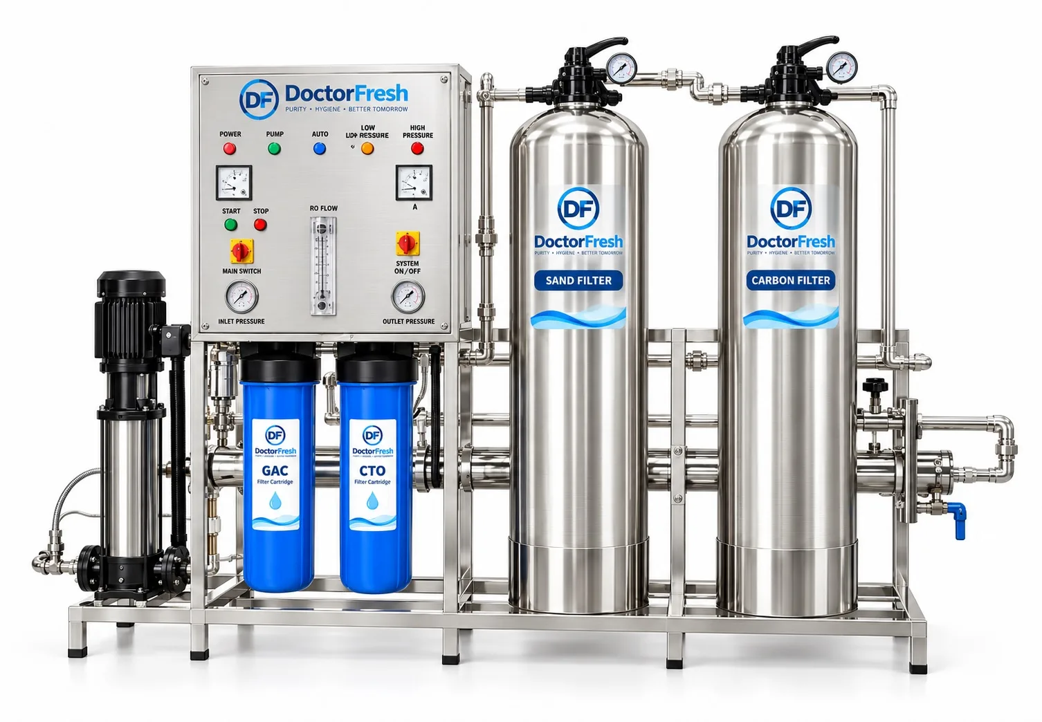 Doctor Fresh 500 LPH RO Plant - Platinum (RO+UV+TDS Adjuster+FSS) — features Doctor Fresh 500 LPH RO Plant - Platinum (RO+UV+TDS Adjuster+FSS) — features