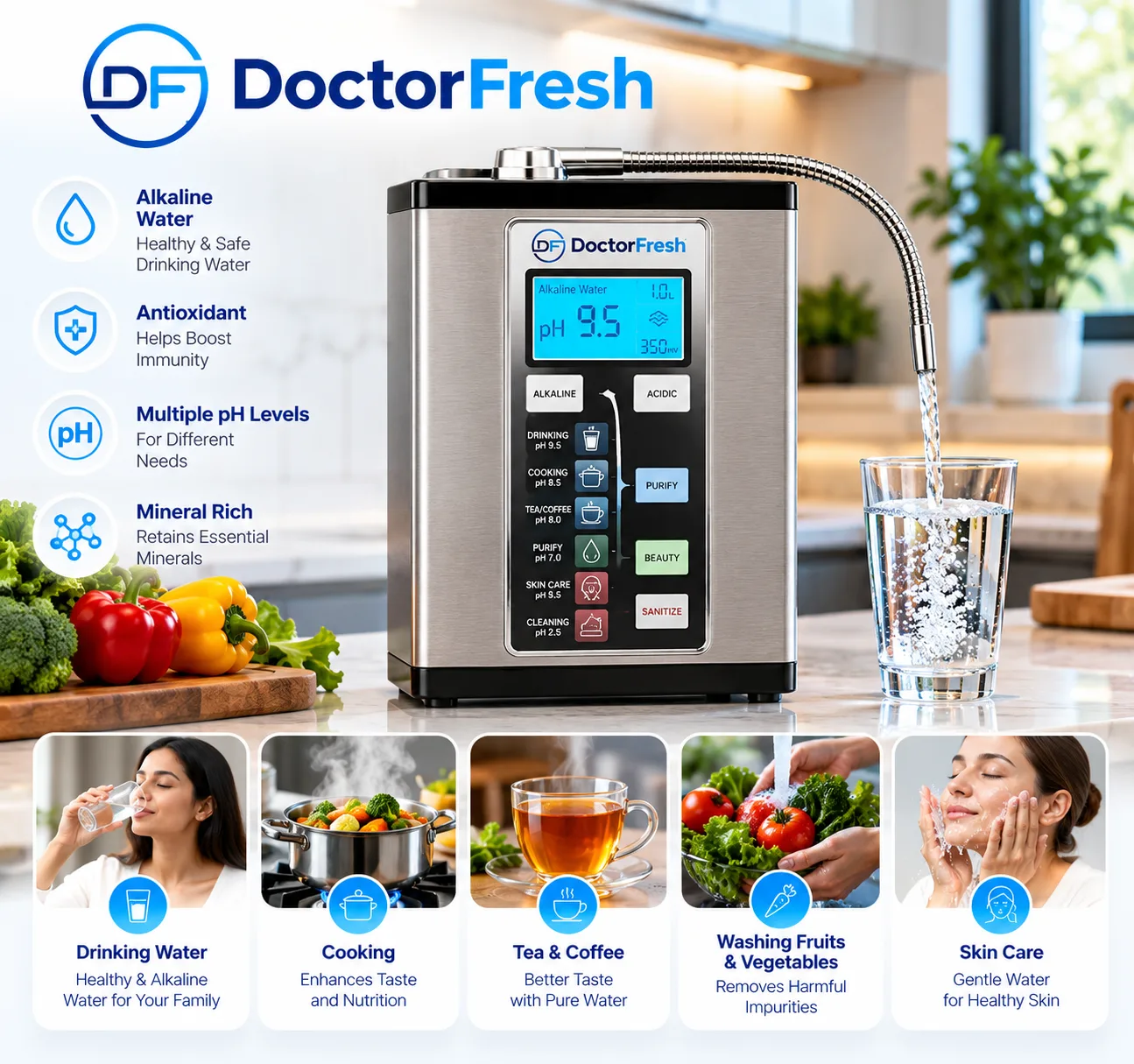 Doctor Fresh Platinum Alkaline Water Ionizer Machine — features Doctor Fresh Platinum Alkaline Water Ionizer Machine — features