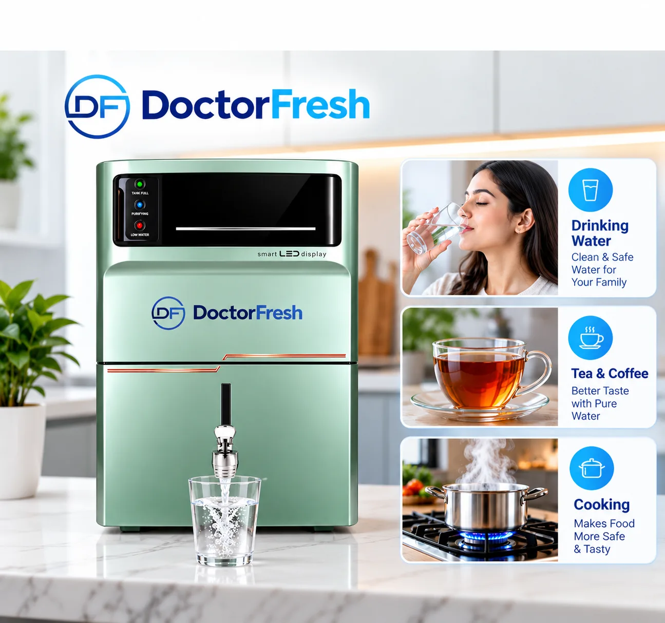 Doctor Fresh Life Veda Plus RO+UV+UF+TDS Infuser+ME+AS+Alkaline +Copper — features Doctor Fresh Life Veda Plus RO+UV+UF+TDS Infuser+ME+AS+Alkaline +Copper — features